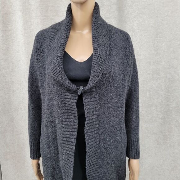 Catherine Malandrino Wool Cashmere Sweater Longline Cardigan Duster Charcoal - Picture 7 of 15